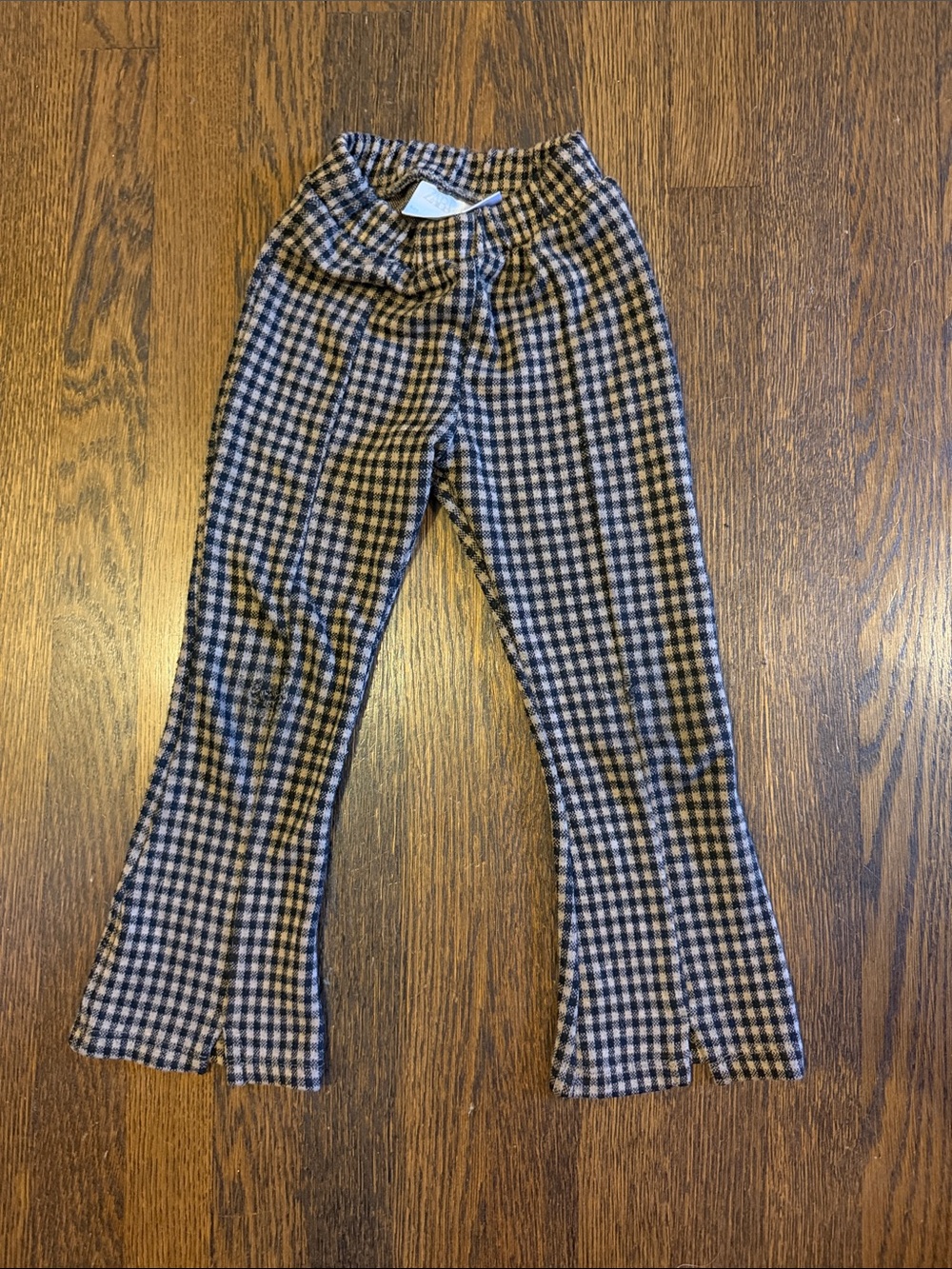 Zara Brown and Black Gingham Flare Kids Pants